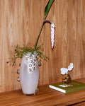 Elegant Frosted Glass Vase with Clear Bubble Accents