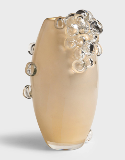 Elegant Frosted Glass Vase with Clear Bubble Accents