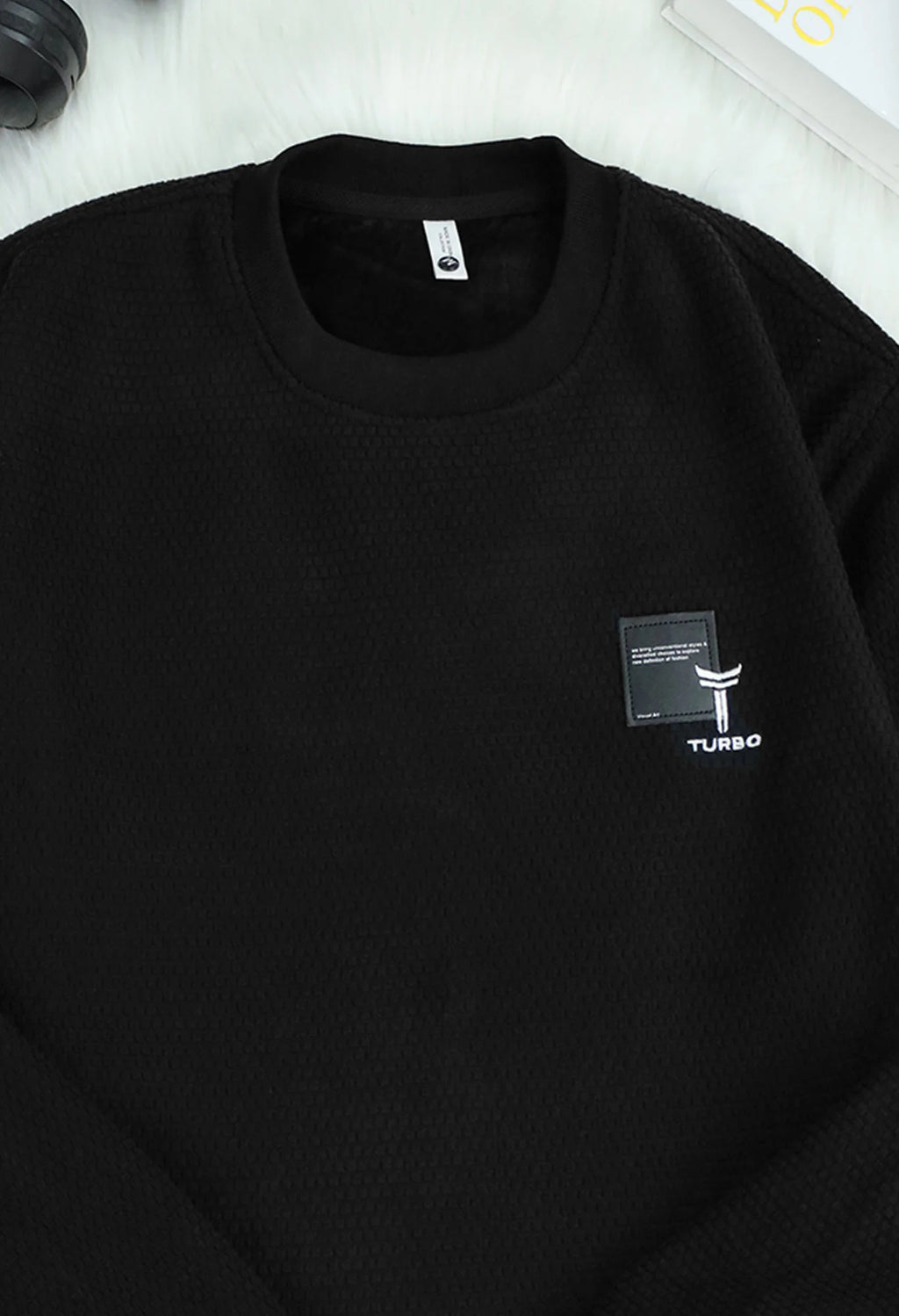 HoneyComb Patterened Imported Men's Sweatshirt In Black