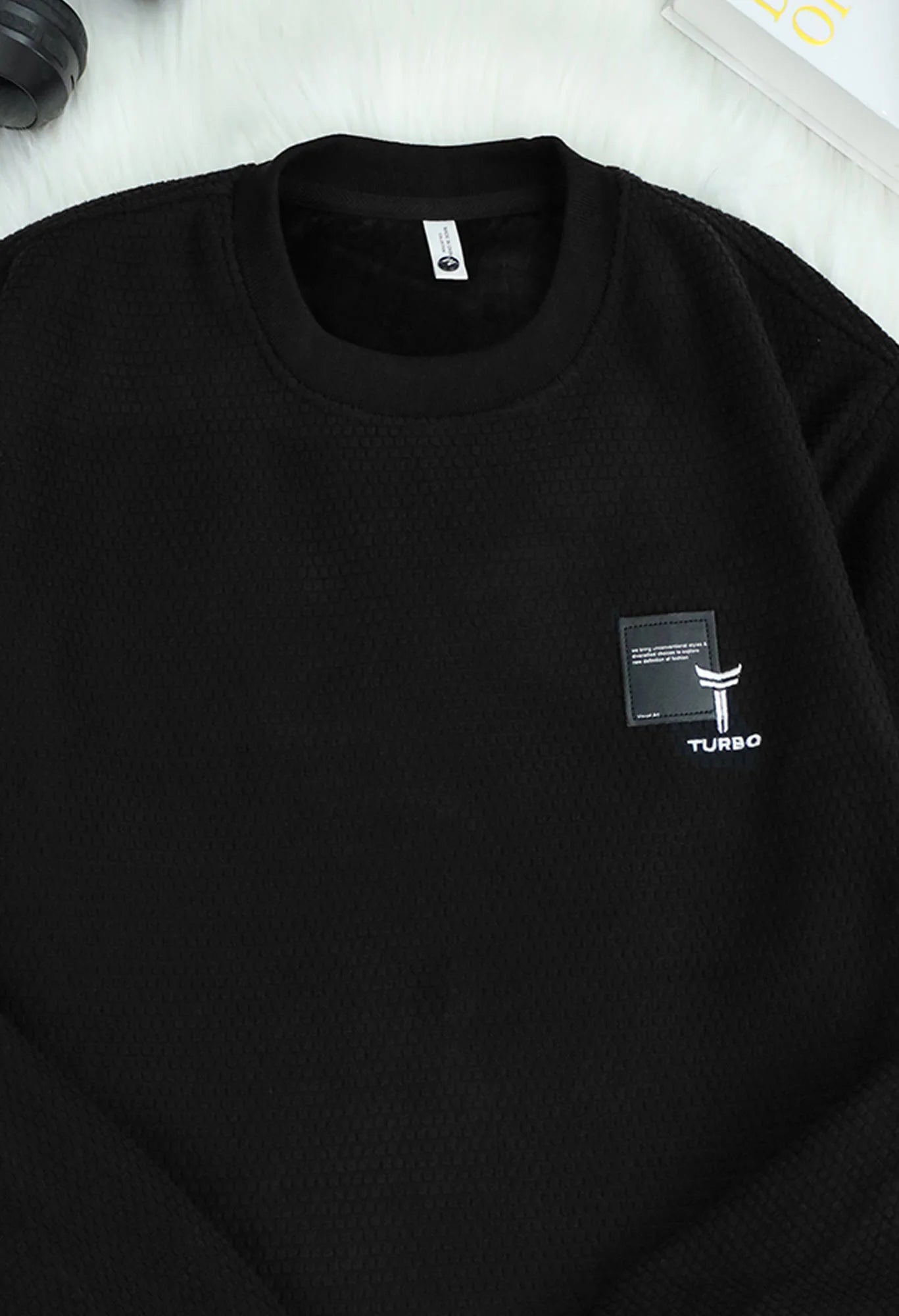 HoneyComb Patterened Imported Men's Sweatshirt In Black
