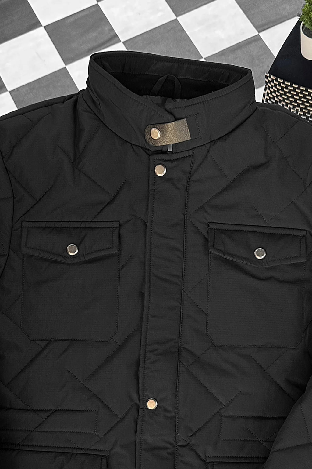 Button Placket Motif Imported Puffer Jacket