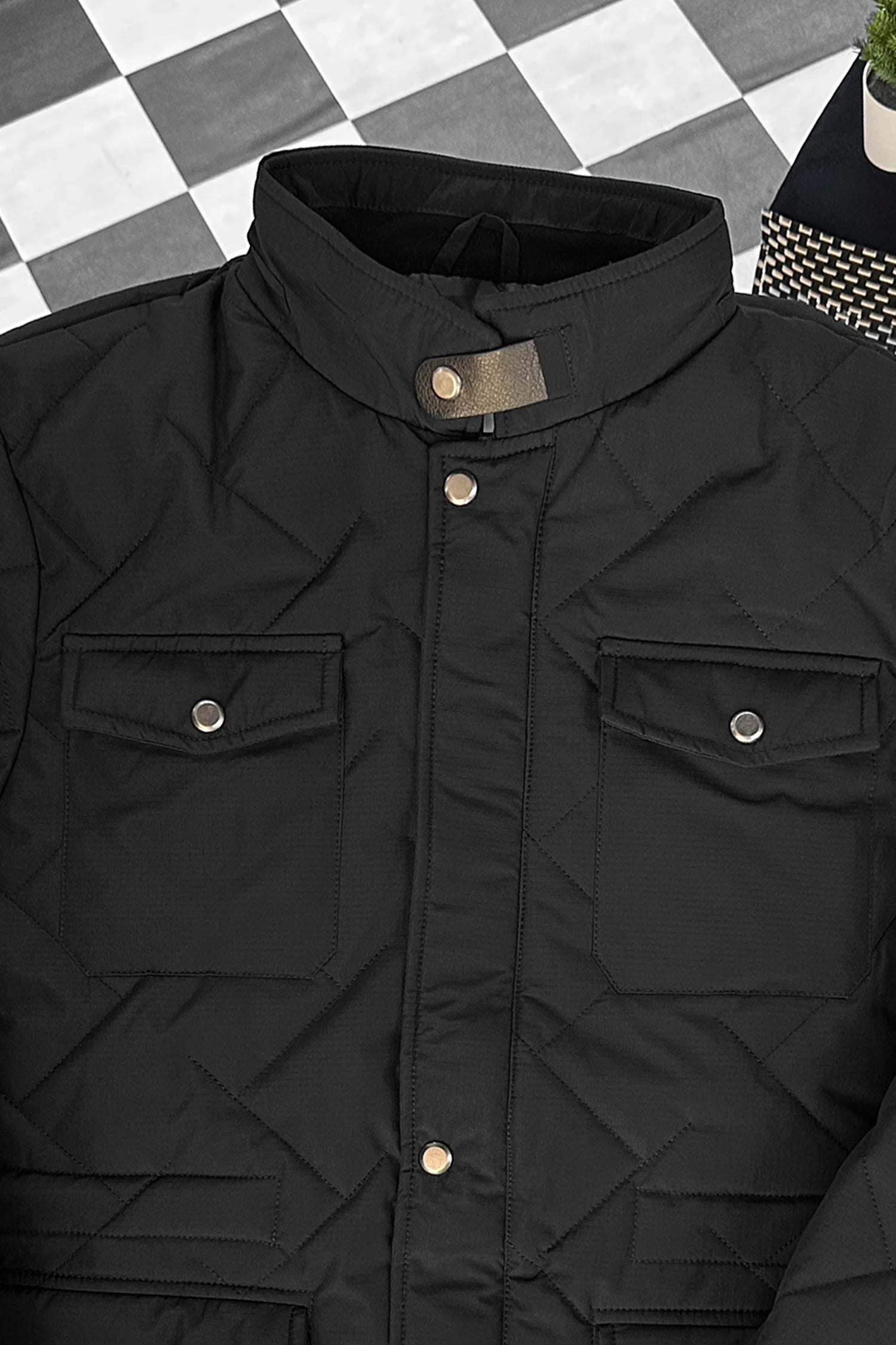 Button Placket Motif Imported Puffer Jacket