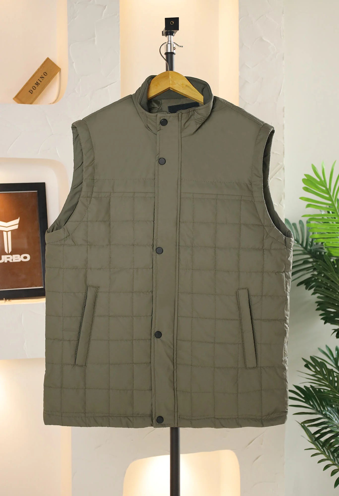 Quilted Design, Stand-up Collar Men's Gilet